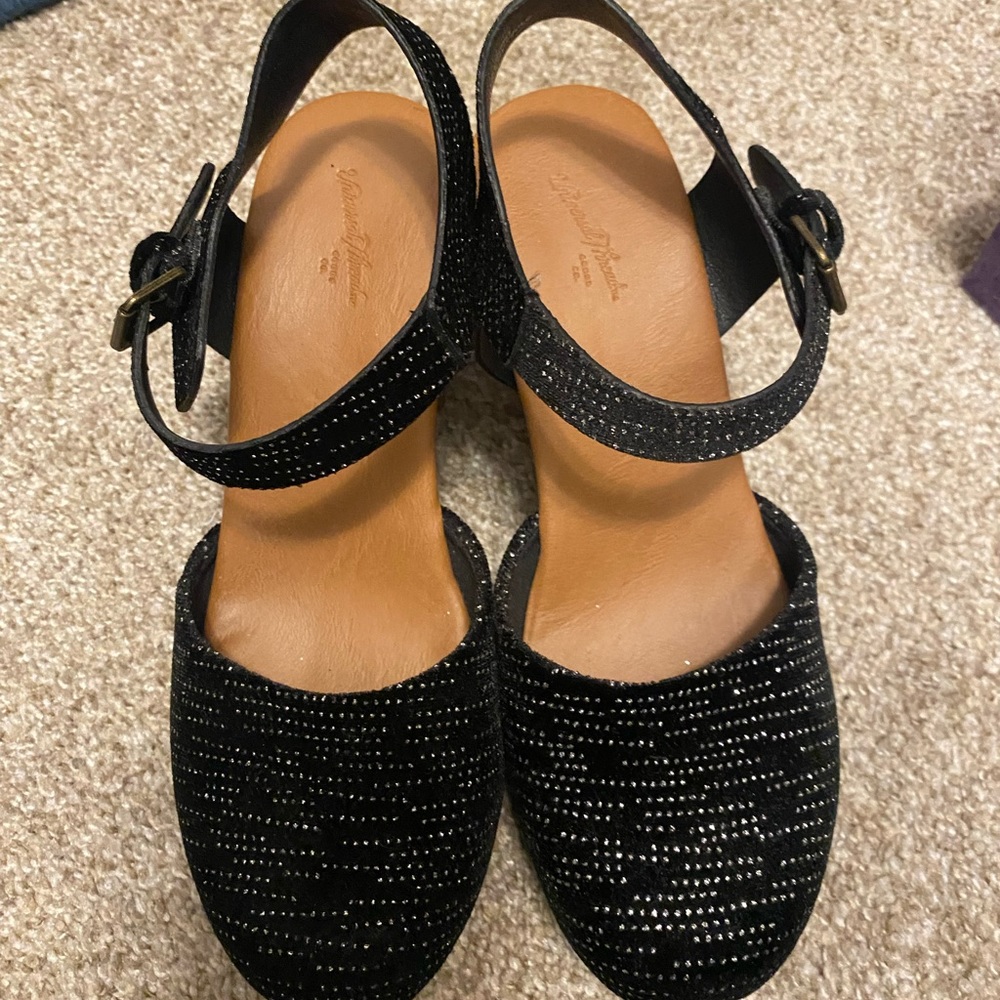 Black clogs with silver sparkle